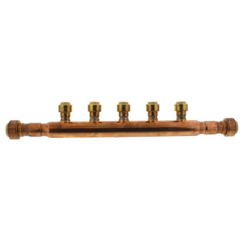 Main product image of 3/4" Open Copper Manifold w/ 1/2" Push-Fit Outlets (5 Outlets)