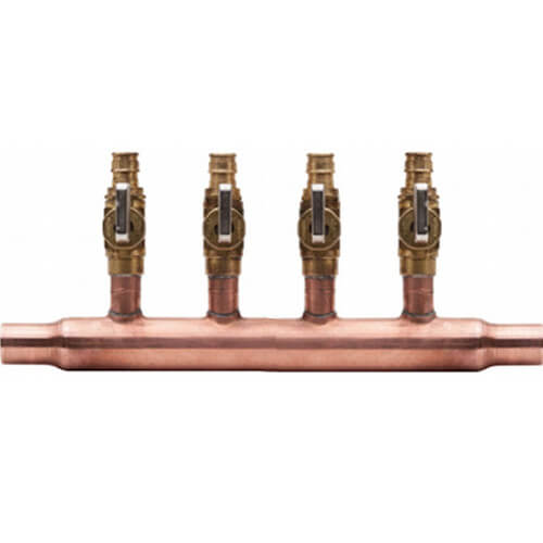 Main product image of 1" M. Sweat x M. Sweat Manifold w/ 1/2" F1960 Expansion PEX Ball Valves, Lead Free (8 Outlets)