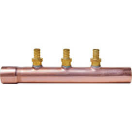 Main product image of 1" Brazed Branch Copper Manifold w/ 1/2" PEX Loops, 3 Outlets (Male Sweat x Female Sweat)