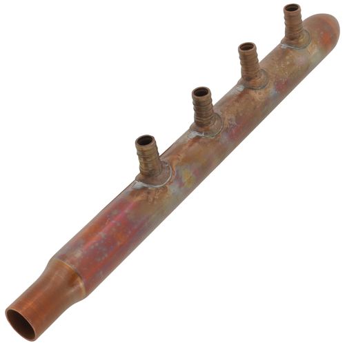 Main product image of 1" Copper Manifold w/ 1/2" PEX Loops, 4 Outlet (Male Sweat x Spin Closed)