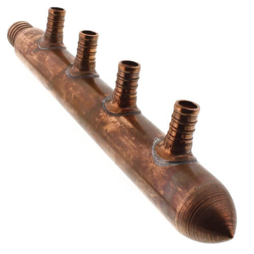 Main product image of 1" PEX Crimp × Spin Closed Manifold, 1/2" PEX Outlets (4 Outlets)