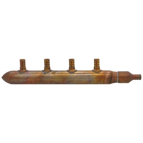 Main product image of 1" Copper Manifold w/ 1/2" PEX Loops, 4 Outlet (1/2" PEX x Spin Closed)