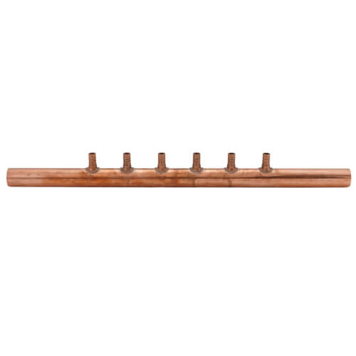 Main product image of 1" Copper Manifold w/ 1/2" PEX Loops, 6 Outlet (1" Male Sweat x 1" Male Sweat)