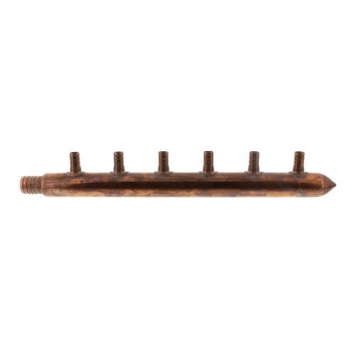 Main product image of 1" PEX Crimp × Spin Closed Manifold, 1/2" PEX Outlets (6 Outlets)