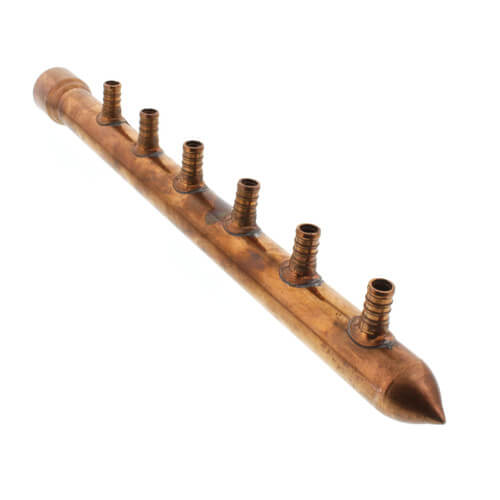 1" CPVC × Spin Closed Copper Manifold w/ 1/2" PEX Outlets (6 Outlets)