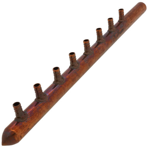 1" Copper Manifold w/ 1/2" PEX Loops, 8 Outlet (1" Male Sweat x Spin Closed)