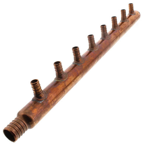 1" PEX Crimp × Spin Closed Manifold, 1/2" PEX Outlets (8 Outlets)