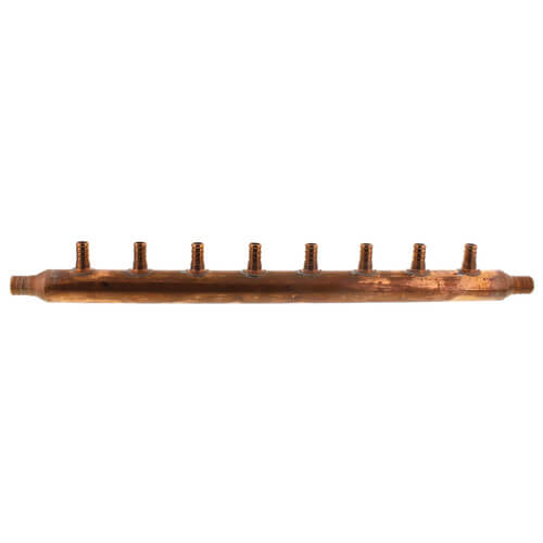 1" Copper Manifold w/ 1/2" PEX Outlets and 3/4" PEX Inlets (8 outlets)