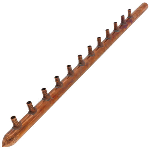 Main product image of 1" Copper Manifold w/ 1/2" PEX Loops, 12 Outlet (1" Male Sweat x Spin Closed)