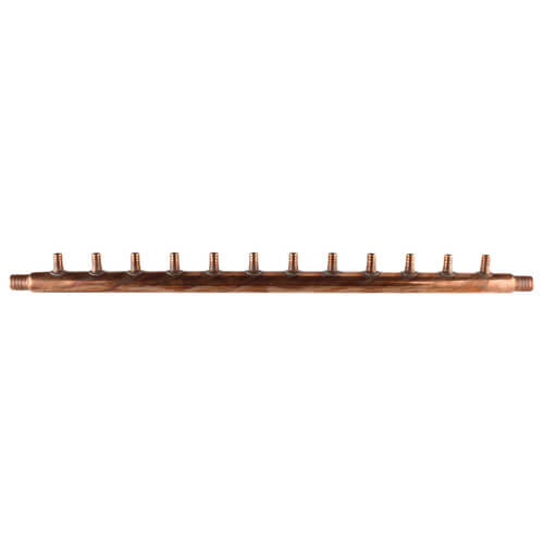 1" PEX Crimp × 1" PEX Crimp Copper Manifold w/ 1/2" PEX Outlets (12 Outlets)