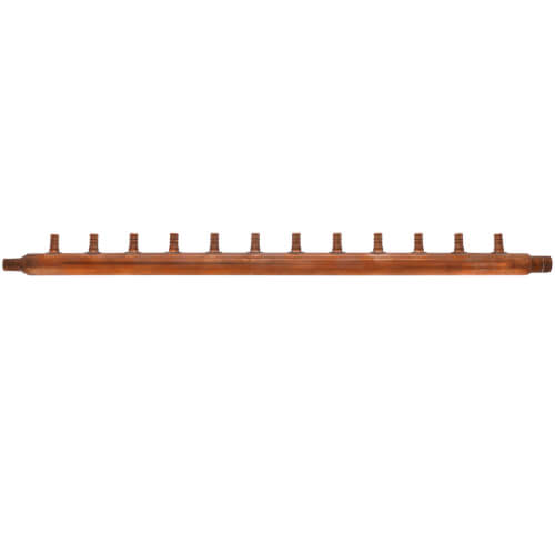 3/4" PEX Crimp × 1" PEX Crimp Copper Manifold w/ 1/2" PEX Outlets (12 Outlets)