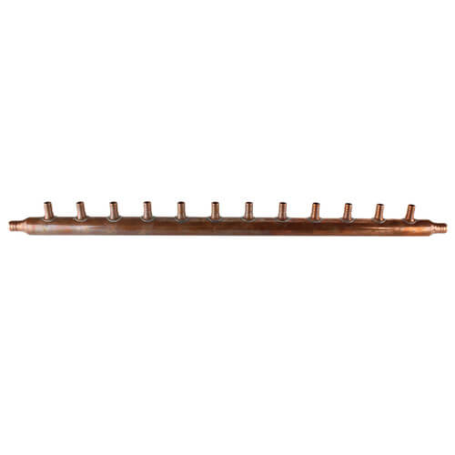 1" Copper Manifold w/ 1/2" PEX Outlets and 3/4" PEX Inlets (12 outlets)