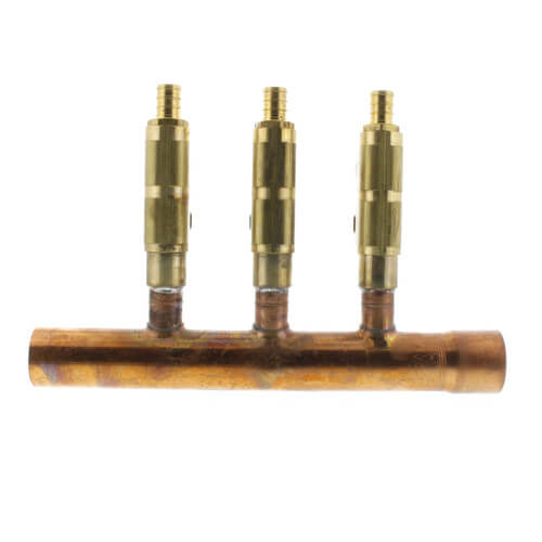 Main product image of 1" Copper Manifold w/ 1/2" Crimp Balancing Valves 3 Outlets