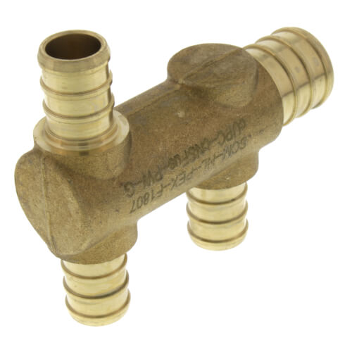 PEX Crimp Multiport Tee (3) 1/2" Branches (1) 3/4" Trunk End