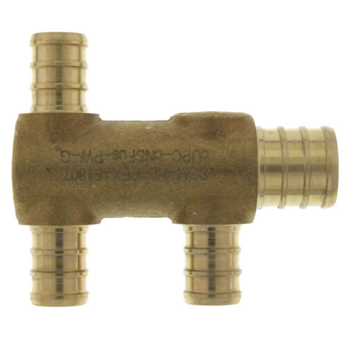 PEX Crimp Multiport Tee (3) 1/2" Branches (1) 3/4" Trunk End