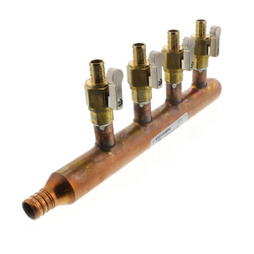 Main product image of  3/4" PEX x Spin Closed Manifold w/ 1/2" PEX Ball Valves, Lead Free (4 Outlets)