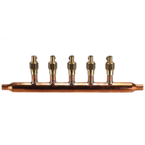 Main product image of 3/4" PEX Manifold w/ 1/2" Crimp Ball Valves, Lead Free (5 Outlets)