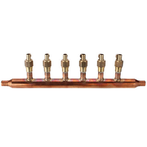 Main product image of 3/4" PEX Manifold w/ 1/2" Crimp Ball Valves, Lead Free (6 Outlets)
