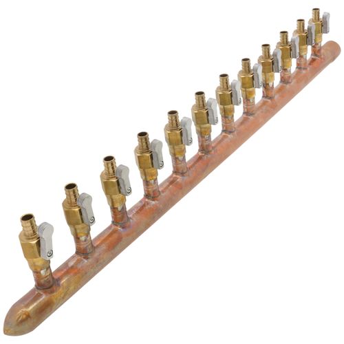 Main product image of 1" Female Sweat x Spin Closed (Left) Manifold, 1/2" PEX Outlets, Lead Free (12 Outlets)