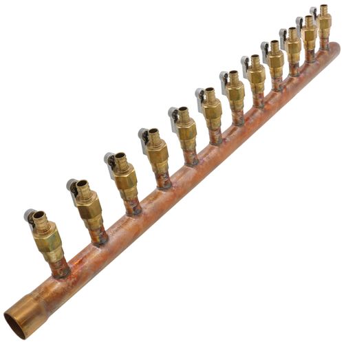 Main product image of 1" Female Sweat x Spin Closed (Left) Manifold, 1/2" PEX Outlets, Lead Free (12 Outlets)