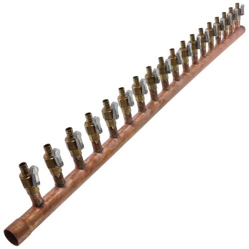 Main product image of 1" Female Sweat x Spin Closed (Right) Manifold, 1/2" PEX Outlets, Lead Free (18 Outlets)