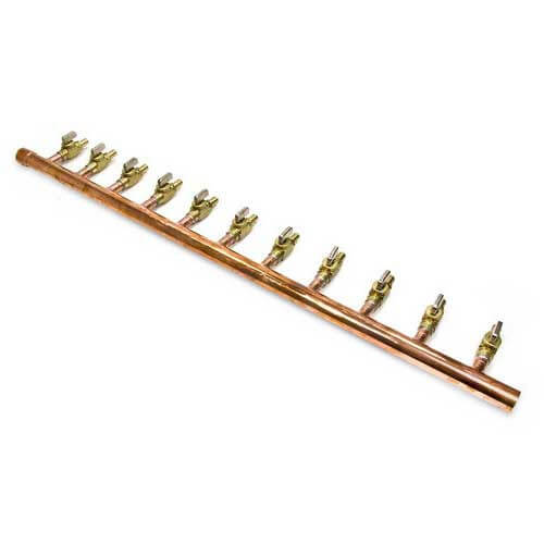 Main product image of 1" Copper Manifold w/ 1/2" Crimp Ball Valves, Lead Free (11 Outlets)