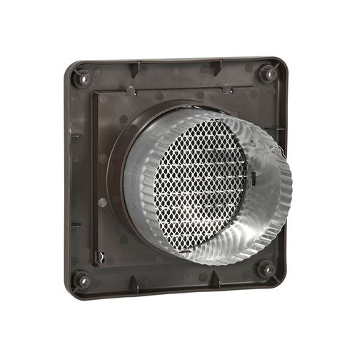 Main product image of 4" Brown Mini Louvered Plastic Fresh Air Intake Vent w/ 1/8" Metal Screen, 3" Pipe