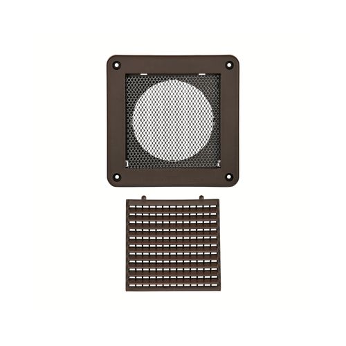 Main product image of 4" Brown Mini Louvered Plastic Fresh Air Intake Vent w/ 1/8" Metal Screen, 3" Pipe