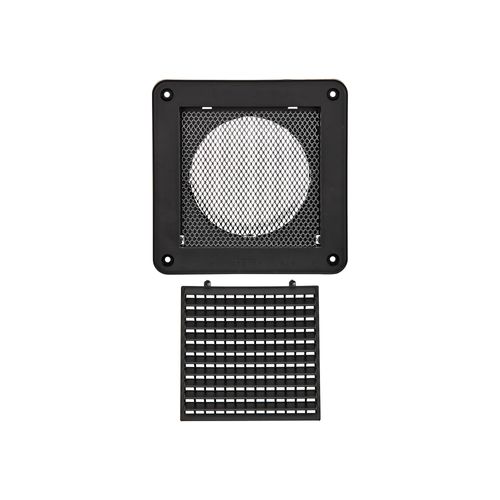 Main product image of 4" Black Mini Louvered Plastic Fresh Air Intake Vent w/ 1/8" Metal Screen, 3" Pipe
