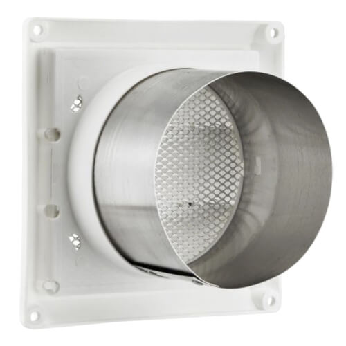4" White Plastic Fixed Louver Vent w/ 3" Pipe