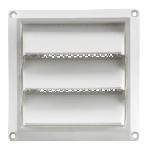 4" White Plastic Fixed Louver Vent w/ 3" Pipe