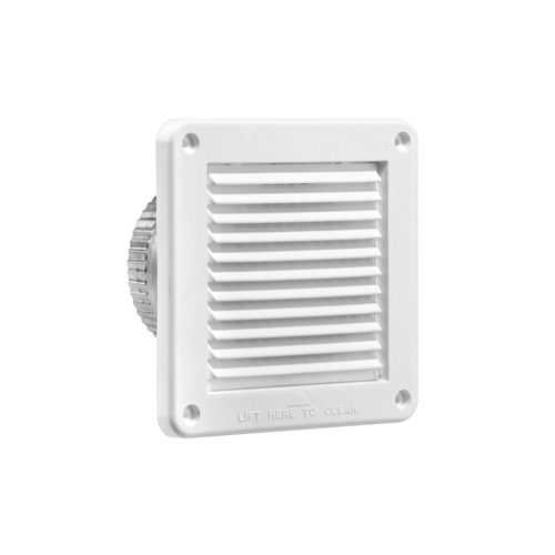Main product image of 4" White Mini Louvered Plastic Fresh Air Intake Vent w/ 1/8" Metal Screen, 3" Pipe