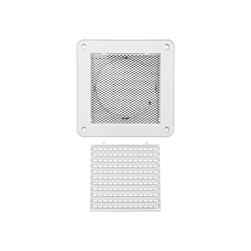 Main product image of 4" White Mini Louvered Plastic Fresh Air Intake Vent w/ 1/8" Metal Screen, 3" Pipe