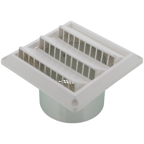 Main product image of 4" White Plastic Fixed Louver Vent w/ 3" Pipe