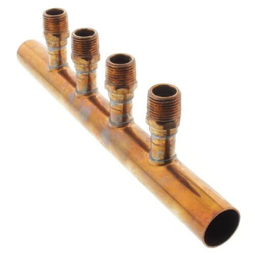 1" Male Sweat Copper Manifold w/ 1/2" MIP Loops (4 Outlets)