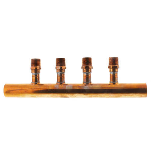 1" Male Sweat Copper Manifold w/ 1/2" MIP Loops (4 Outlets)