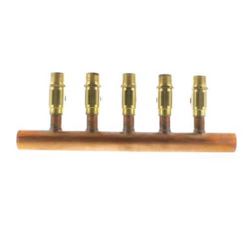 1" Male Sweat Copper Manifold w/ 1/2" MIP/Female Sweat Ball Valves (4 Outlets)
