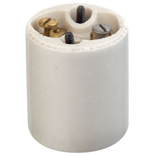 Main product image of Lampholder, Incandescent, Medium Base, One Piece, Keyless, Glazed Porcelain, Mounting Screws, Single Circuit, Back Wired, Spring Center Contact