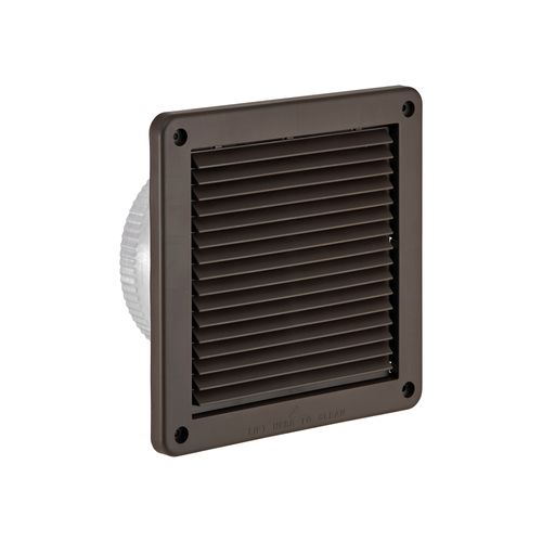 Main product image of 6" Brown Mini Louvered Plastic Fresh Air Intake Vent w/ 1/8" Metal Screen, 3" Pipe