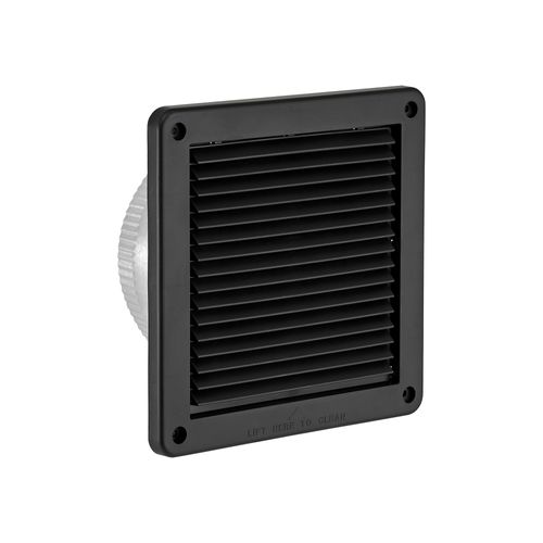 Main product image of 6" Black Mini Louvered Plastic Fresh Air Intake Vent w/ 1/8" Metal Screen, 3" Pipe
