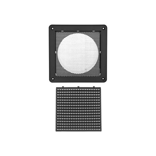 Main product image of 6" Brown Mini Louvered Plastic Fresh Air Intake Vent w/ 1/8" Metal Screen, 3" Pipe