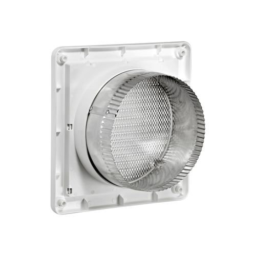 Main product image of 6" White Mini Louvered Plastic Fresh Air Intake Vent w/ 1/8" Metal Screen, 3" Pipe