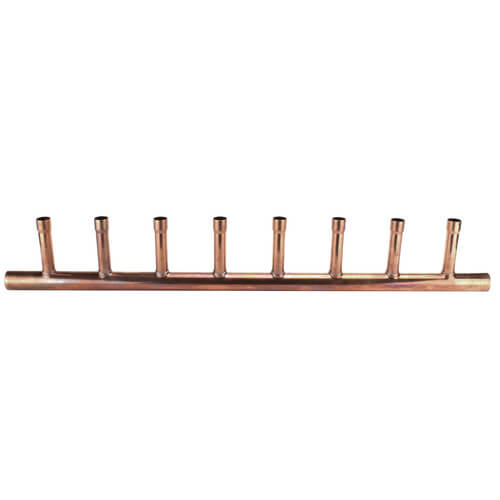 1-1/4" Male Sweat Copper Manifold w/ 3/4" Sweat Loops (8 Outlets)