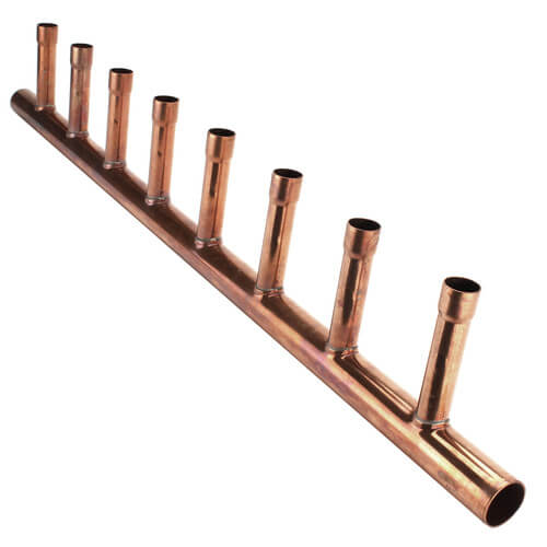 1-1/4" Male Sweat Copper Manifold w/ 3/4" Sweat Loops (8 Outlets)