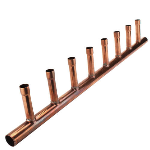 1-1/4" Male Sweat Copper Manifold w/ 3/4" Sweat Loops (8 Outlets)