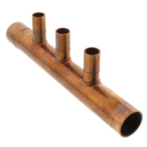 1" Male Sweat x Female Sweat Copper Manifold w/ 1/2" Sweat Loops (3 Outlets)