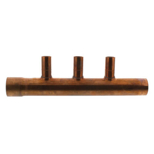 1" Male Sweat x Female Sweat Copper Manifold w/ 1/2" Sweat Loops (3 Outlets)