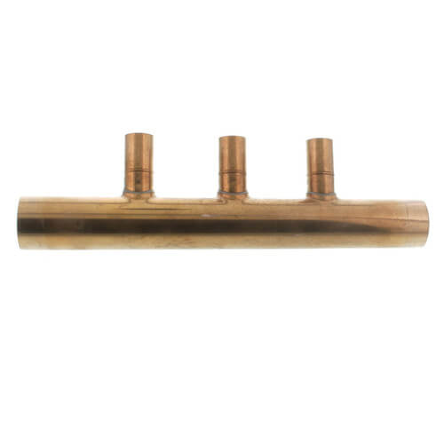 1" Male Sweat Copper Manifold w/ 1/2" Sweat Loops (3 Outlets)