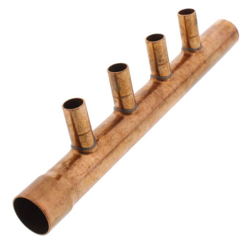 Main product image of 1" Male Sweat x Female Sweat Copper Manifold w/ 1/2" Sweat Loops (4 Outlets)