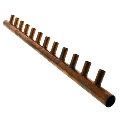 1" Male Sweat Copper Manifold w/ 1/2" Sweat Loops (12 Outlets)